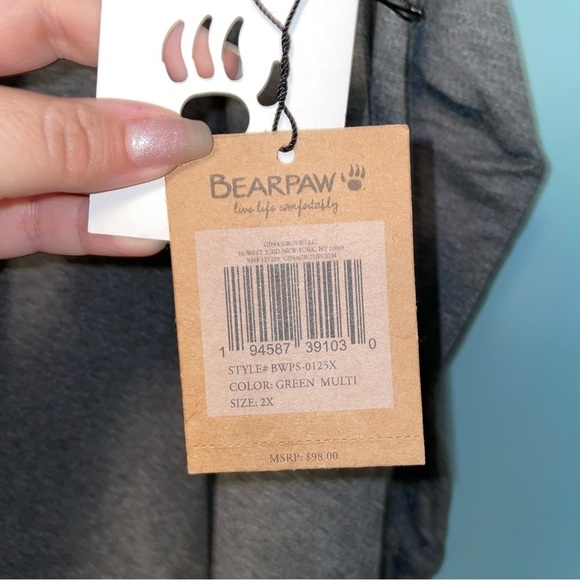 BearPaw 2-Piece Fa La La Pajama Set with Green Fleece Pants Size 2X - Picture 3 of 9